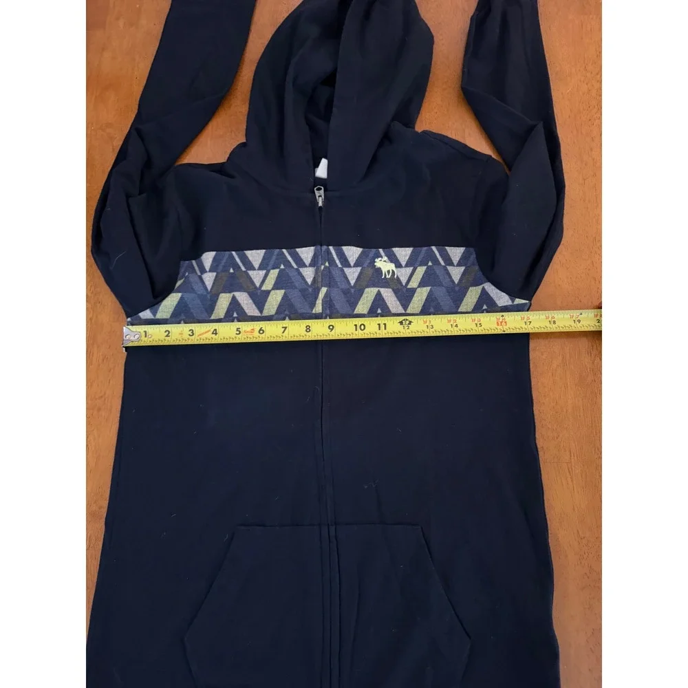 Abercrombie Kids Navy Blue Full Zip Cotton Blend Hoodie Geometric Pattern XL 16